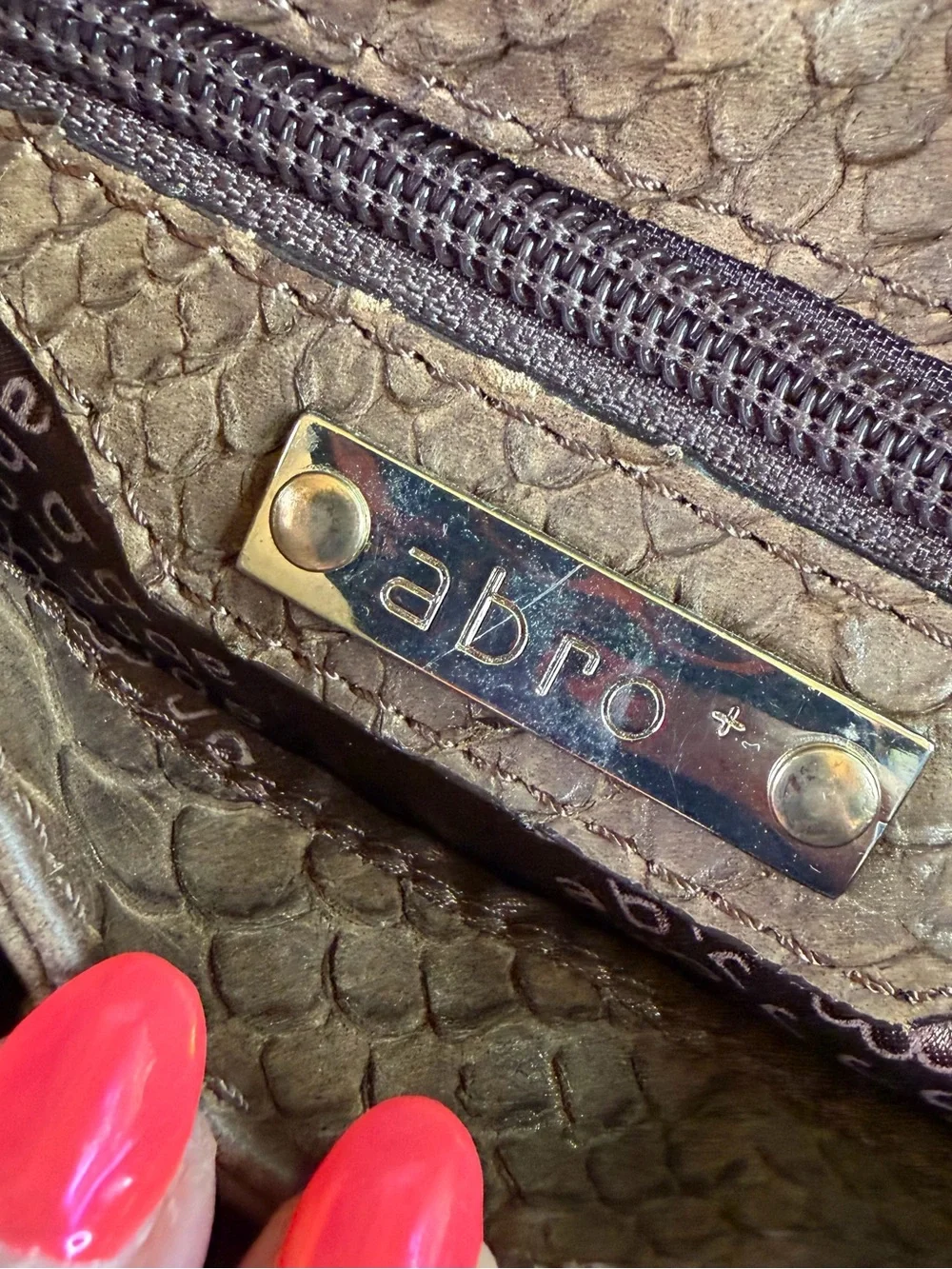 Python-Texture Tan Crossbody Bag with Turn-Lock Closure - Picture 9 of 16